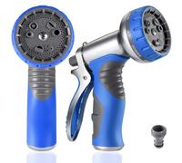 Hose Pipe Spray Gun,9 Adjustable Patterns Garden Hose Nozzles & Spray Guns, Heavy Duty Metal High Pressure Hose Nozzle/Hose Gun (Blue-1Pack)