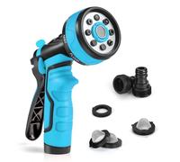 Hose Pipe Spray Gun,ACTE 8 Patterns Anti-Leak Garden Hose Spray Gun, High Pressure Anti-Slip Hosepipe Nozzle Gun for Car Washing, Pets Bathing, Gardening, Watering Lawn （Blue）