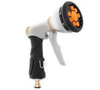 Hose Pipe Spray Gun, Heavy Duty Garden Hose Nozzle with 9 Spray Patterns, Metal Hand Sprayer with Flow Control, Ergonomic Hose Attachment for Watering Plants & Lawn, Washing Car & Pets - Silver Black