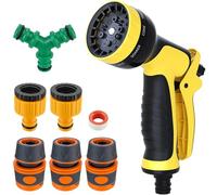 Hose Pipe Spray Gun - Hose Pipe Fitting Set, Garden Hose Spray Gun 10 Adjustable Patterns Nozzles High Pressure Hose Nozzle Head Sprayer Thumb Control for Lawn Garden Hose Connectors Fittings