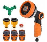 Hose Pipe Spray Gun Set - Garden Hose Spray Gun with 8 Adjustable Patterns Nozzles High Pressure Hose Nozzle Head Sprayer Thumb Control for Lawn Garden Watering Equipment Hose Connectors Fittings