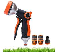 Hose Pipe Spray Gun with Hosepipe Connectors, Garden Hose Spray Gun 8 Adjustable Patterns High Pressure Water Spray Nozzles, Perfect for Plants, Lawns, Cars, Bikes, and Pets Bathing