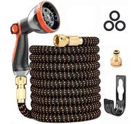 Hose Pipe, Upgraded 3-Layer Latex Expandable Garden 50 Ft, With 3 / 4&1 / 2 Metal Connectors, No-Kink Flexible Water 10
