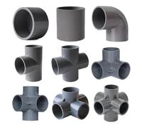 Hose Quick Connector,2Pcs/Lot Inner Dia 20~63mm Gray PVC Pipe Connectors Straight Elbow Tee Cross Joints Aquarium Fittings Home DIY(6ways,Inner Dia 25mm)
