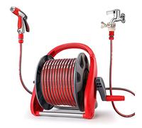 Hose Reel cart Garden reels for Outside extendable Garden cart Household car wash Tool Wall Mounted Plumbing Organizer for Irrigation Color red Size cart20m Pipe