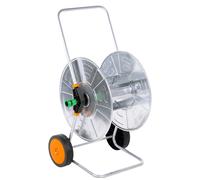 Hose Reel Cart Silver/Black Galvanised Steel 50cm Stores 80m Hose 40cm w/Plastic