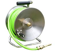 Hose Reel Cart Water Hose Cart for Outside Stainless Steel Hose Cart, Simple Car Wash Hose Reel, Yard Water Pipe Storage Rack, Watering Tools,Green,Hose Cart+15m Pipe