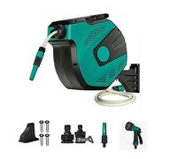 Hose Reel, Garden Hose Reel Retractable, 1/2" x 100 ft Wall Mounted Water Hose Reel Automatic Rewind