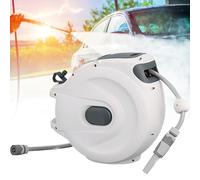 Hose Reel, Outdoor Wall Mounted Retractable Garden Hose Reel with Automatic Drainage, 30 Meters Length