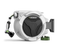Hose Reel, PATOOLIO Auto Reel 30+2m Wall-Mounted, Retractable Garden Hose Reels, Auto Rewind, Self-Locking System, 180° Pivot Swivelling, 10 Function Spray Gun, Black