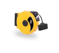 Hose Reel Pro Retractable Extension Cable Reel, Heavy Duty Power Cable 9m Retractable Cable Reel Double Sockets 13A Power Switch (Yellow)