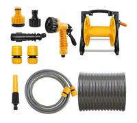 Hose Reel Set 30m - Portable Garden Hose Reel with 30m Hose,Spray Gun with 7 Spray Pattern, 2m Inlet Hose, Fittings & Carry Handle - Hose Pipe Reel for Gardens, Patio Balconies