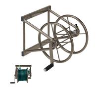 Hose Reel Wall Mounted for 60 m Hosepipes Steel Metal Garden Accessory Brown