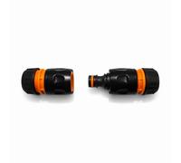Hose Repair Set 1/2 Inch Quick Connectors - 2 End Hose Fittings Plus Double Male Joiner with O-Ring Seals - Leak Proof High Pressure Up to 6 Bar - Hozelock Gardena Compatible - Orange