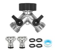 Hose Splitter 2 Way, Double Hose Connector, Y Valve Water Tap Splitter, 3/4" Tap Splitters with Individual On/Off Valves and Two Quick Hoses End Connector for Garden Hoses