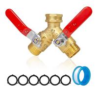 Hose Splitter 2 Way Heavy Duty, Upgrade Full Flow Brass Garden Hose Splitter Connector, Outdoor Water Spigot Splitter with Long Handle, Y Valve 3/4 Inch GHT Thread