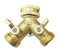 Hose Splitter 2 Way, Solid Brass Y Splitter with Independent Valve, Two Way Faucet Splitter for Outdoor Faucets, 3/4 in US Thread, Garden Hose Splitter for Managing Multiple Water Lines