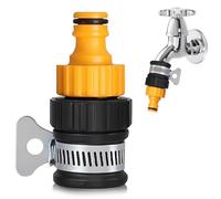 Hose Tap Connector, 12-16mm Kitchen Taps Hose Connector Garden Tap Hose Fitting Set Faucet Adapter with Stainless Steel Collar for Kitchen Garden Bath Indoor and Outdoor