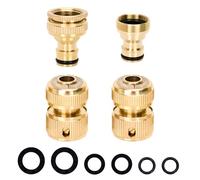 Hose Tap Connector Fitting, Brass Outdoor Tap Connector 2in1 Outside Tap Faucet Adapter & 3/4 Male Watering Hose Nozzle Attachments Hosepipe Quick Connectors for Garden Hosepipe (Brass Set)