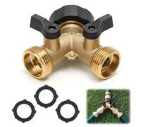 Hose Tap Splitter 2 Way Y Shape 3/4 European Standard Thread, with Individual On/Off Valves Brass, Hose Male Connectors Manifold Adapter for Washing Machine Dishwasher, Kitchen, Outdoor, Garden, Lawn