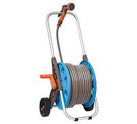 Hose Trolley with Hose and a Spray Nozzle with Clip Holder Garden Farm Hose Reel with Water Pipe and Water Gun for Storage, Anti-Drip Device, HUANGHAIQIU