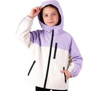 Hoseay Kids Jacket Waterproof Raincoat with Reflective Strips 11-12, Purple