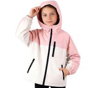 Hoseay Kids Jacket Waterproof Raincoats with Reflective Strips 10-11, Pink
