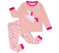 Hoseay Kids Pyjamas Set Girls Cotton Horse Long Sleeve Tops and Bottoms Sets Soft Pjs Suit 2 Pieces Nightwear Children Casual Sleepwear Girl Loungewear Outfit for Kid 7-8 Years, Pink