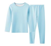 Hoseay Kids Thermal Underwear Sets Boys Warm Base Layer Long Sleeve Tops and Bottoms Two Piece Suits Soft Fleece Lined Outfit Autumn Winter Daily Wear Sport for Youth 12-13 Years, Blue