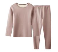 Hoseay Kids Thermal Underwear Sets Boys Warm Base Layer Long Sleeve Tops and Bottoms Two Piece Suits Soft Fleece Lined Outfit Autumn Winter Daily Wear Sport for Youth 12-13 Years, Khaki