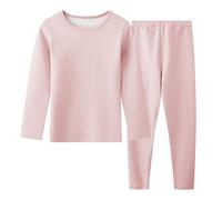 Hoseay Kids Thermal Underwear Sets Girls Warm Base Layer Long Sleeve Tops and Bottoms Two Piece Suits Soft Fleece Lined Outfit Autumn Winter Daily Wear Sport for Youth 12-13 Years, Pink