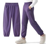 Hoseay Softshell Trekking Trousers Boys Girls Thermal Waterproof Windproof Mountain Trousers Fleece Lined Outdoor Trousers Autumn Winter for Boys 6-14 Years, purple, 13-14 anni