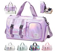 Hoseay Sports Bag Travel Bag for Women with Shoe Compartment and Wet Pocket Weekender Gym Bag Large Swimming Bag Waterproof Training Bag Lightweight Travel Bag for Sports Fitness Travel, purple, One