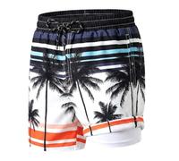 Hoseay Swim Trunks Boys Beach Shorts 2 in 1 Board Short 7-13 Years | Anti Chafe, Compression Liner and Pockets, Quick Dry, Drawstring Elastic Waist, Boxer Brief Swimwear, Pool Seaside Relaxing