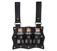 HOSEBS Medieval Belt Renaissance Accessories - Vintage Witch Props with Faux Leather Belt Loops for Halloween LARP Costume, Black-b, Standard