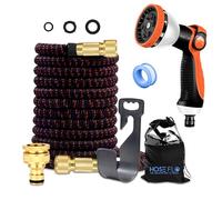 HoseFlo Expandable Garden Hose Pipe 75FT Orange, Flexible Retractable Water Hose, Kink-Free Lightweight Hose with 10 Function Spray Gun, Leak Resistant for Garden, Patio & Car Washing