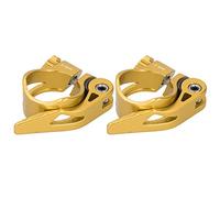 HOSEONFN 2pcs Quick Release Seatpost Clip for Bicycle, C73 Aluminium Alloy 31.8MM Mountain Bike Tube Clamp Note: The core keyword of the original title is "2pcs Quick Release (Gold)