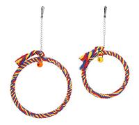 HOSEONFN Bird Swinging Toy Parrot Cotton Round Hanging Rope Toy Bird Cage Stand Pet Accessory (dark blue + red)