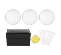 HOSEONFN Club Ball Present Box Set with 3 Balls 54mm Tees Metal Hat Clip PU Leather Box for Practicing