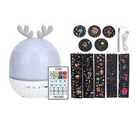 HOSEONFN Cute USB Rechargeable Projection Lamp, for Bluetooth Music Night Light, 360 Degree Rotating Remote Control, Portable Bedroom Decor, Kids Gift Idea (Deer)