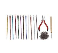 HOSEONFN for Hair Braiding Kit, Dreadlock Tools with PET Braiding Strings, 1.2M Length, 12PCS Hair Wrap Strings, Pliers, Crochet, Extension Buckles, Colorful Design for Various Hai