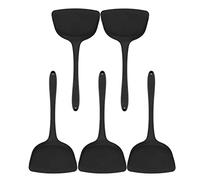 HOSEONFN for Kitchen 5Pcs Silicone Spatula Set with Hanging Hole, Ergonomic Non-Slip Handle, Heat Resistant Up to 450°F, BPA, Dishwasher Safe for Easy Cleaning (Black)