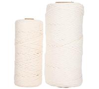HOSEONFN for Macrame Cord, 2Pcs 100M Single Strand Cotton Rope, for DIY Twisted String, for Craft Cotton Yarn, Material, Durable Soft Thread, Strong Twine for Handmade Proj