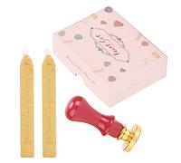 HOSEONFN for Wax Seal Stamp Kit, Clear Pattern, European Style DIY, Classic Sealing Stamp for Invitations Envelopes, Wedding Embellishment, Handcrafted Gift Set (Pink Short Box-Zhu Danhong Handle)