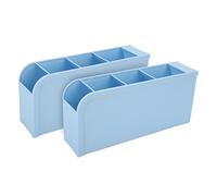 HOSEONFN Makeup Brush Holder, Reinforced Support with Non Slip Bottom, 4 Spaces Storage Organizer for Desktop, Blue Plastic Material, Durable Wear Resistant Decorative Case