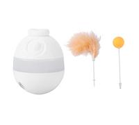 HOSEONFN Pet Leaking Funny Cat Interactive Feather Kitty Self Healing Relieve Boredom Funny Cat Stick Pet Cat Toy (White)