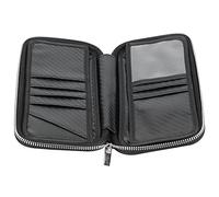 HOSEONFN Portable Wallet with Zipper Carbon Fiber Business Bag Card Holder Pouch 21x11x3.5cm (Red)