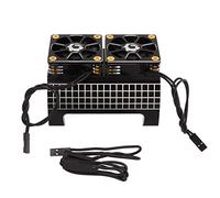HOSEONFN RC Motor, Dual Cooling Fan Heat Sink, Aluminum Alloy, 5 to 7.4V, for 1/5 RC Accessories The title has a total of 73 characters, which meets the beginning of the core (Black)