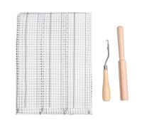 HOSEONFN Rug Making Knitting Tool for DIY Crafts, Multipurpose Latch Hook Kit with Wooden Handle and Mesh Fabric for Coasters, Pillows, Wall Art