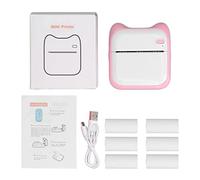 HOSEONFN Thermal Printer, for Direct Bluetooth USB Connection, for Portable Mini Picture Printer, 203DPI High Resolution, 1000mAh Long Battery Life, with Printing Paper, Pink Color